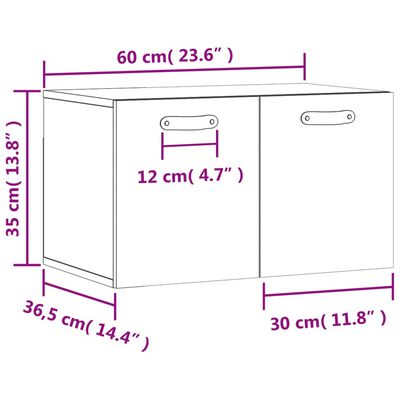 vidaXL Armoire murale Chêne sonoma 60x36,5x35 cm Bois d'ingénierie