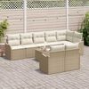 vidaXL Ensemble de canap&eacute; de jardin 9 pcs Beige et blanc polyrotin