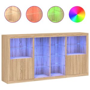 vidaXL Buffet avec lumi&egrave;res LED ch&ecirc;ne sonoma 202x37x100 cm