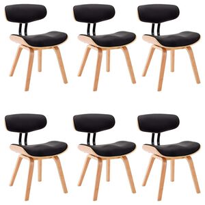 vidaXL Chaises &agrave; manger lot de 6 noir bois courb&eacute; et similicuir