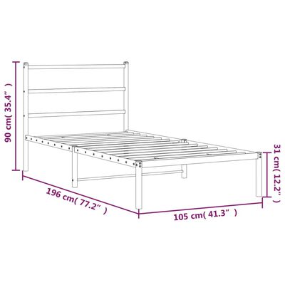 vidaXL Cadre de lit métal sans matelas avec tête de lit noir 100x190cm