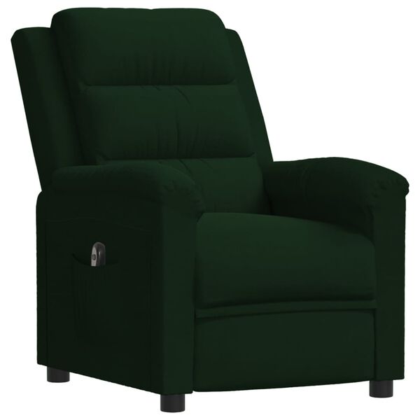 vidaXL Fauteuil inclinable &eacute;lectrique vert fonc&eacute; velours