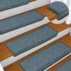vidaXL Tapis d'escalier 15 pi&egrave;ces 65 x 21 x 4 cm Vert fonc&eacute; Bordure rectangulaire