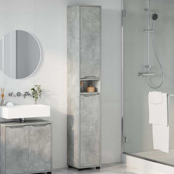 vidaXL Cabinet de salle de bain Gris b&eacute;ton 30,5 x 30 x 195 cm
