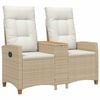 vidaXL Banc inclinable avec table 2 -Seater 126 x 65 x 112 cm