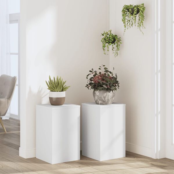 vidaXL Supports pour plantes 2 pcs blanc 30x30x50 cm bois d'ing&eacute;nierie