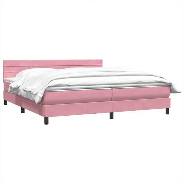 vidaXL Sommier &agrave; lattes de lit avec matelas rose 180x220 cm velours