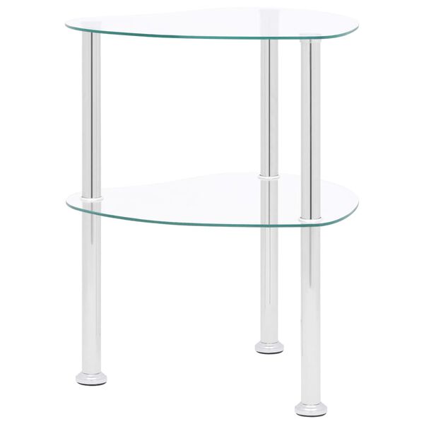 vidaXL Table d'appoint 2 niveaux Transparent 38x38x50 cm Verre tremp&eacute;