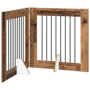 vidaXL Porte de chien pliable avec supports 2 pc Bois ancien 160,5 cm