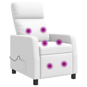 vidaXL Fauteuil de massage inclinable Blanc Simili cuir