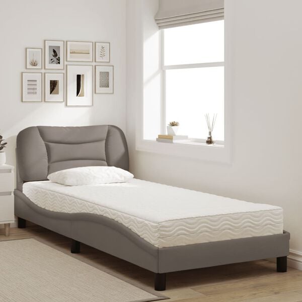 vidaXL Lit avec matelas Hvar taupe 90x190 cm tissu