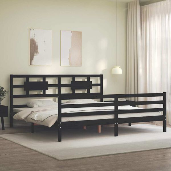 vidaXL Cadre de lit sans matelas noir 200x200 cm bois massif
