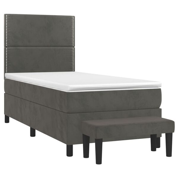 vidaXL Sommier &agrave; lattes de lit et matelas Gris fonc&eacute; 90x190 cm Velours