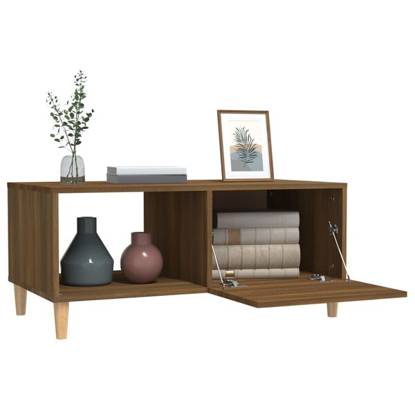 vidaXL Table basse ch&ecirc;ne marron 89,5x50x40 cm bois d'ing&eacute;nierie