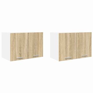 vidaXL Armoire suspendue 2 pc Ch&ecirc;ne Sonoma et Blanc Bois d'ing&eacute;nierie