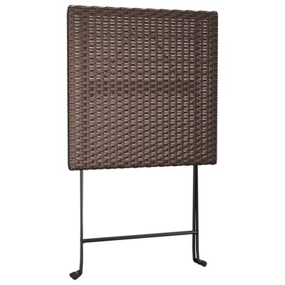 vidaXL Ensemble de bistro pliable 3 pcs Marron Résine tressée