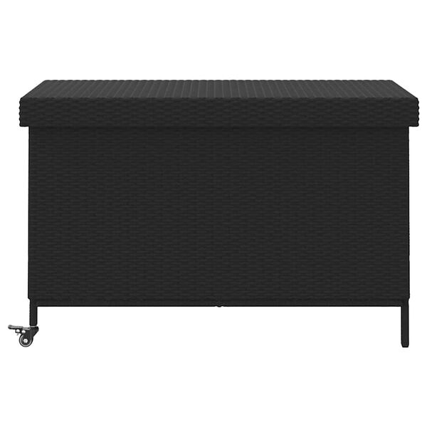 vidaXL Boîte de rangement de jardin et roues noir résine tressée