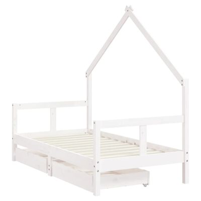 vidaXL Cadre de lit pour enfant tiroirs blanc 80x160cm bois pin massif