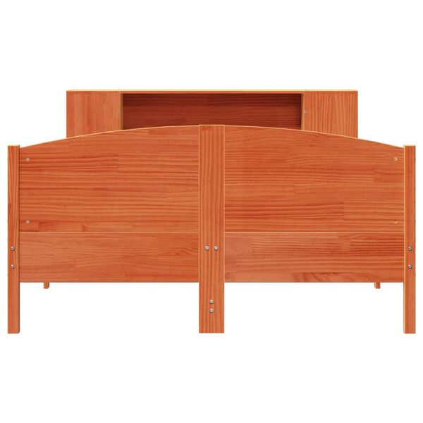 vidaXL Lit biblioth&egrave;que sans matelas cire marron 135x190 cm pin massif