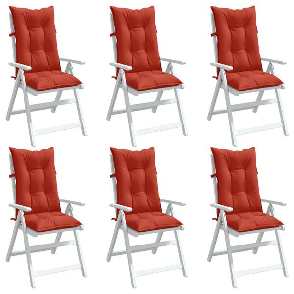 vidaXL Coussins de chaise &agrave; dossier haut lot de 6 rouge m&eacute;lang&eacute; tissu