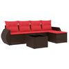 vidaXL Ensemble de canap&eacute; de jardin 6 pcs avec coussins marron r&eacute;sine tress&eacute;e