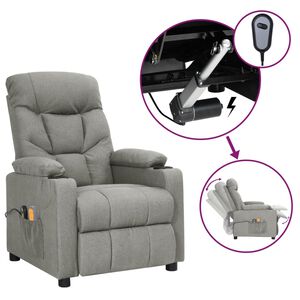 vidaXL Fauteuil &eacute;lectrique de massage Gris clair Tissu