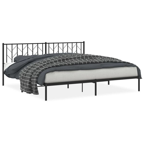 vidaXL Cadre de lit m&eacute;tal sans matelas avec t&ecirc;te de lit noir 200x200cm