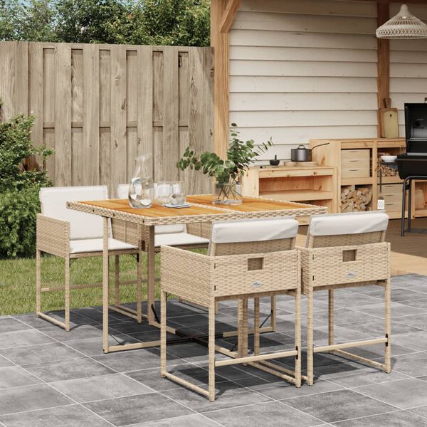vidaXL Ensemble &agrave; manger de jardin avec coussins 5pcs Beige poly rotin