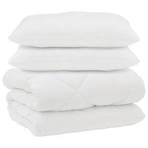 vidaXL Couette avec Oreillers 3 pcs Blanc Microfibre et Plumes D'oie