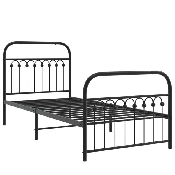 vidaXL Cadre de lit m&eacute;tal sans matelas avec pied de lit noir 90x200 cm