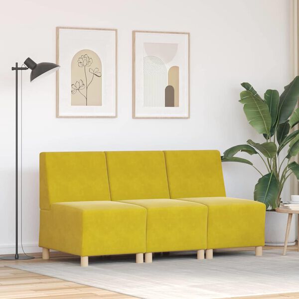 vidaXL Unit&eacute; de Sofa Modulaire Sans Accoudoirs 3 pcs Jaune