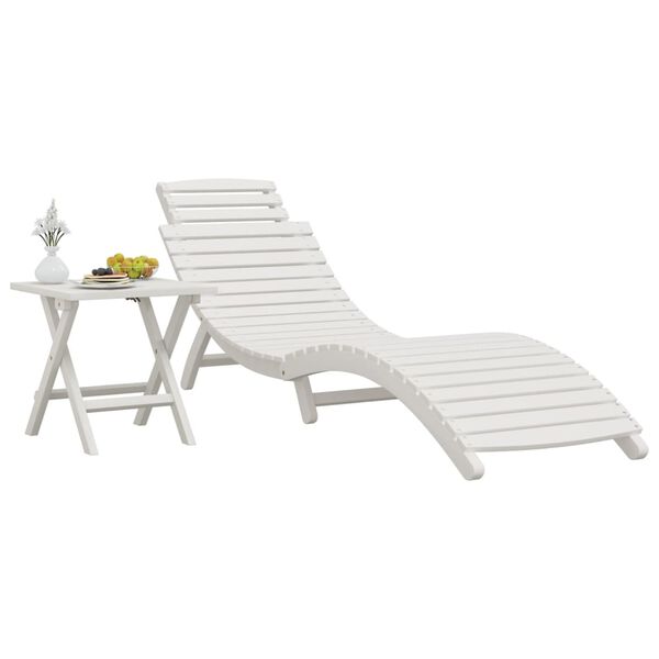 vidaXL Chaise longue avec table blanc bois massif d'acacia
