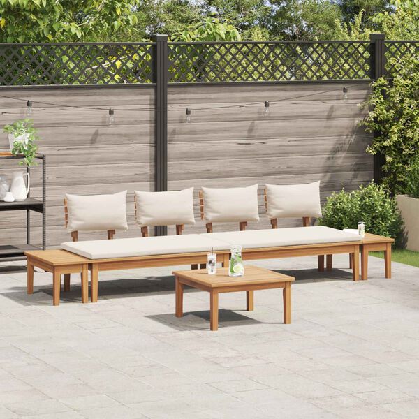 vidaXL Ensemble de canap&eacute; de jardin 5 pcs Marron et Cr&egrave;me