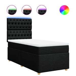 vidaXL Sommier &agrave; lattes de lit et matelas Noir 80x200 cm Tissu