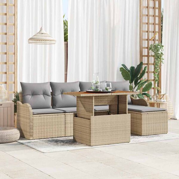 vidaXL Ensemble de canapé de jardin 6 pcs beige et gris clair