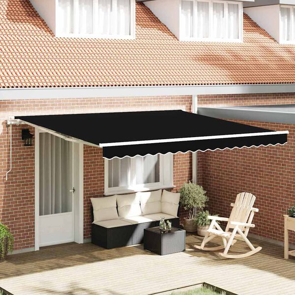 vidaXL Auvent Rétractable Noir 400 × 350 cm Tissu et acier