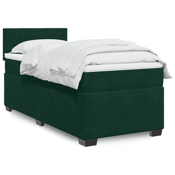 vidaXL Sommier à lattes de lit avec matelas Vert foncé 90x190 cm