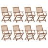 vidaXL Chaises pliables d'ext&eacute;rieur lot de 8 Bois d'acacia solide