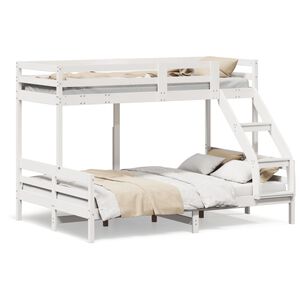 vidaXL Lit superpos&eacute; sans matelas 80x200/140x200 cm blanc bois massif