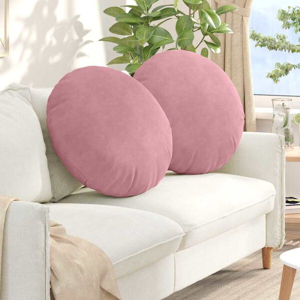 vidaXL Coussins de si&egrave;ge 2 pcs Rose &Oslash; 80 x 29 cm Velours
