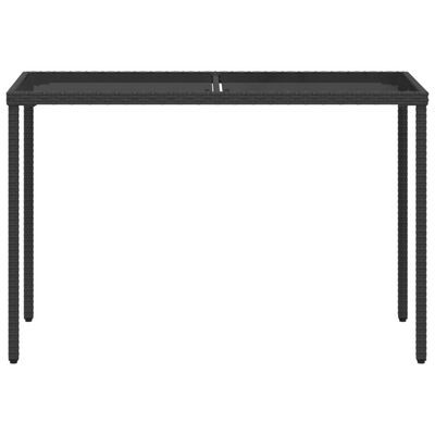 vidaXL Table de jardin dessus en verre noir 115x54x74cm résine tressée