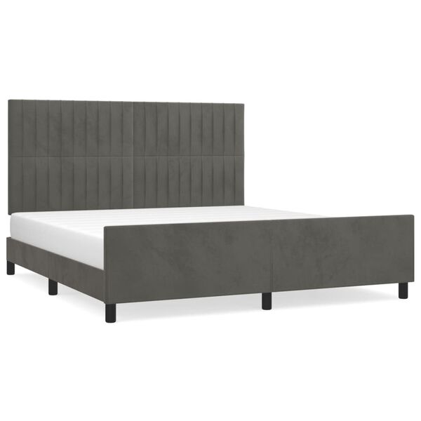 vidaXL Cadre de lit sans matelas gris fonc&eacute; 160x200 cm velours
