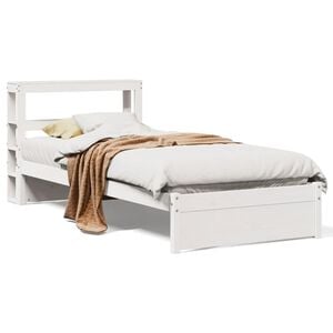 vidaXL Cadre de lit avec t&ecirc;te de lit sans matelas blanc 75x190 cm