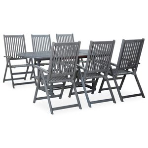 vidaXL Ensemble &agrave; manger d'ext&eacute;rieur 7 pcs Bois d'acacia solide Gris