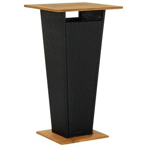 vidaXL Table de bar Noir 60x60x110 cm R&eacute;sine tress&eacute;e et bois d'acacia