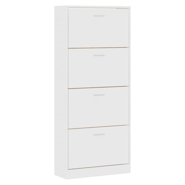 vidaXL Armoire à chaussures Blanc 63x24x147 cm Bois d'ingénierie