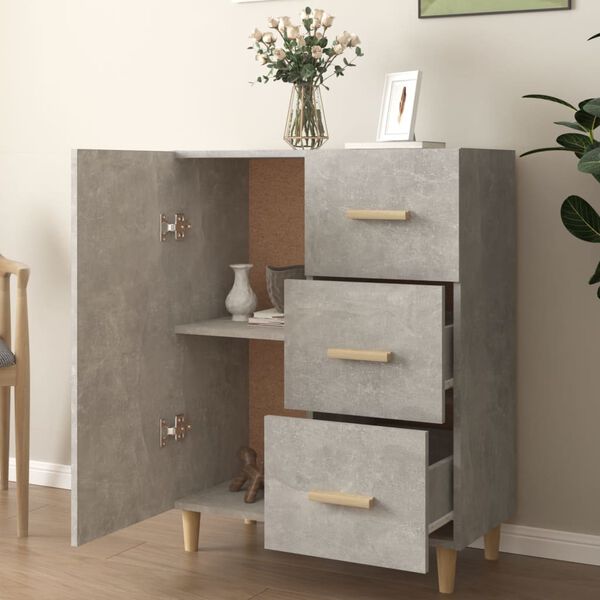 vidaXL Buffet gris béton 69,5x34x90 cm bois d'ingénierie