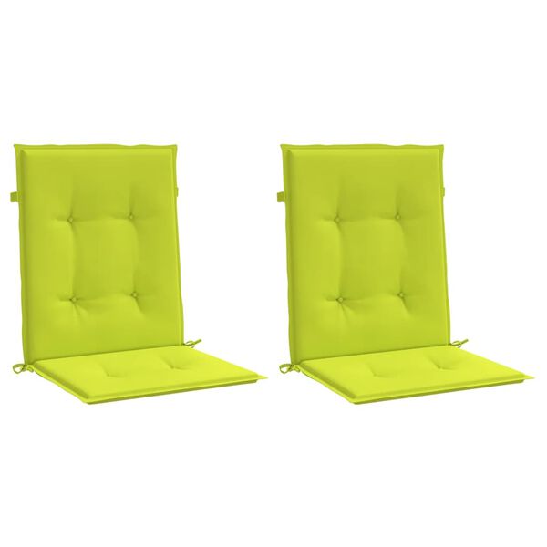 vidaXL Coussins de chaise de jardin &agrave; dossier bas lot de 2 vert vif