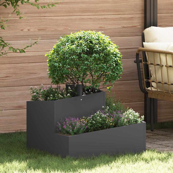 vidaXL Cache-pot de jardin Noir 60 x 60 x 50 cm Acier laminé à froid