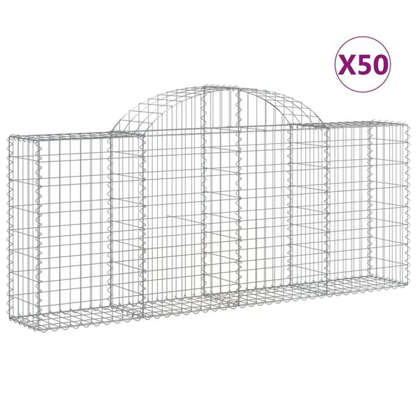 vidaXL Paniers &agrave; gabions arqu&eacute;s 50 pcs 200x30x80/100 cm Fer galvanis&eacute;